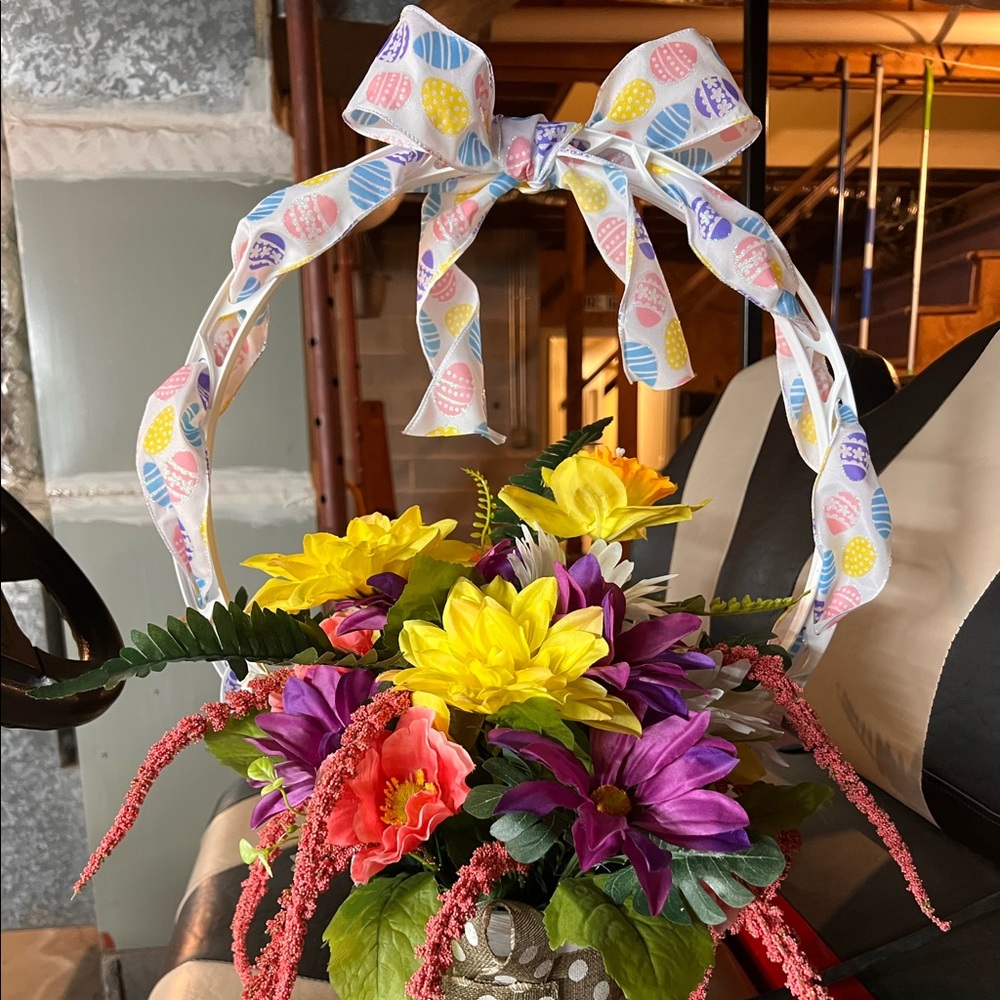 Beautiful handmade floral basket for Easter.